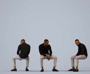 00178_Terrell010 Adult Black male waiting in office wearing transitional seasonal business attire