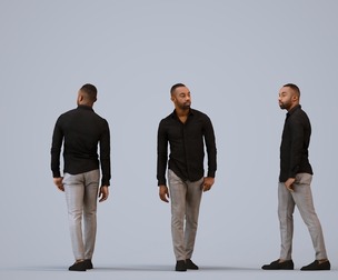 00178_Terrell003 Adult Black male walking through office in autumn or spring business attire