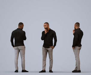 00178_Terrell005 Adult Black man waiting in office wearing transitional seasonal business attire