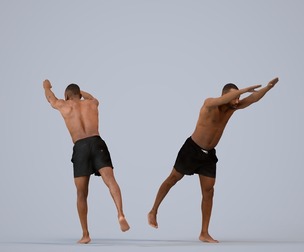 00180_Terrell007 Adult Black man diving into pool wearing swimwear for summer resort visualization