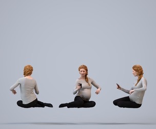 00181_Marike008 Adult Caucasian woman sitting comfortably at home using smartphone