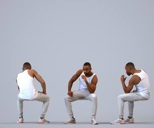 00182_Terrell008 Adult Black male relaxing at home in casual summer clothing