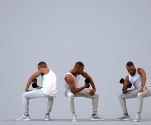00182_Terrell009 Adult Black man exercising in casual sportswear for summer fitness spaces