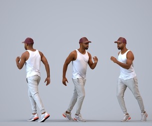 00182_Terrell005 Adult Black male running in summer sportswear for fitness visualization
