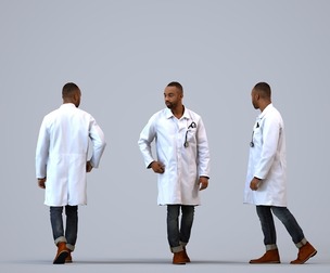 00184_Terrell005 Adult Black male walking in medical scrubs for healthcare environments