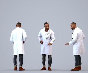 00184_Terrell004 Adult Black male waiting in medical facility wearing transitional seasonal clothing