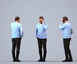 00186_Eliot005 Adult Caucasian man calling on smartphone in transitional seasonal clothing