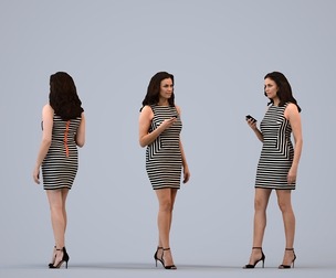 00189_Cameron003 Adult Caucasian woman standing with smartphone in casual summer attire