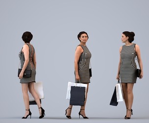 00189_Cameron016 Adult Caucasian woman shopping in retail space with bag