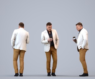 00190_Eliot006 Adult Caucasian man waiting in office with coffee, autumn attire