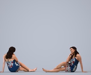 00191_Cameron006 Adult Caucasian woman relaxing in seated position wearing summer clothing