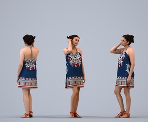 00192_Cameron013 Adult Caucasian woman standing relaxed in public summer setting