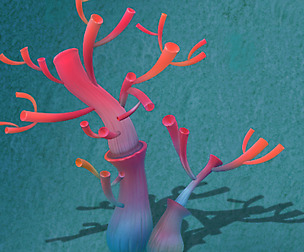 Submarine cartoon world - water coral tree