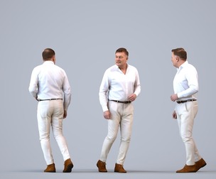 00195_Eliot004 Adult Caucasian man walking through public space in casual summer attire