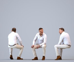 00195_Eliot009 Adult Caucasian man relaxing at home in casual summer clothing