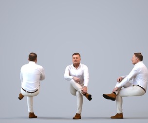 00195_Eliot008 Adult Caucasian man relaxing at home in casual summer clothing