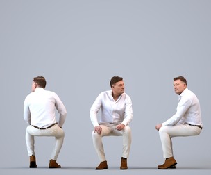 00195_Eliot006 Adult Caucasian man waiting in office wearing casual summer clothing