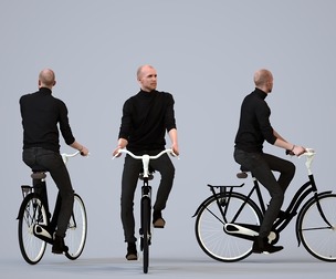 00197_Lucian013 Adult Caucasian man cycling in public space wearing transitional seasonal clothing