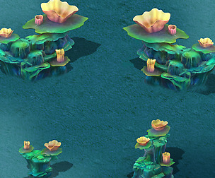 Submarine cartoon world - coral lotus leaf