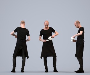00199_Lucian004 Adult Caucasian man standing in hospitality uniform for restaurant visualization