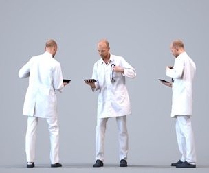 00201_Lucian003 Adult Caucasian male standing in medical setting holding tablet