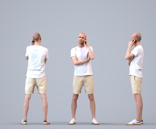 00204_Lucian005 Adult Caucasian man calling on smartphone in public summer casual