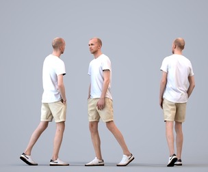 00204_Lucian003 Adult Caucasian man walking through public space in casual summer attire