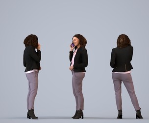 00207_Aimee0006 Adult Black woman calling smartphone office business autumn spring attire