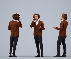 00208_Quint0007 Adult Caucasian man calling on smartphone in professional office attire