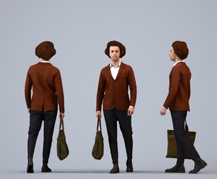 00208_Quint0004 Adult Caucasian man waiting in public wearing transitional seasonal business attire