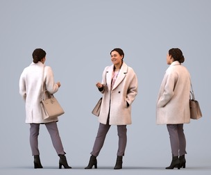 00209_Aimee0007 Adult Black woman walking through office in autumn business attire with bag