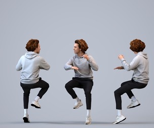 00212_Quint0011 Adult Caucasian man exercising at home in casual transitional seasonal clothing