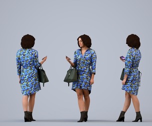 00213_Aimee0007 Adult Black woman walking publicly with smartphone in autumn attire