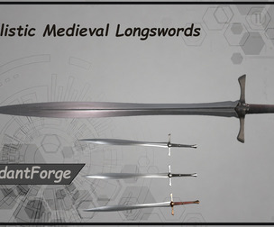 Realistic Medieval Longswords – Game Ready PBR Weapons for UE5 and Unity