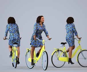 00213_Aimee0002 Adult Black woman cycling outdoors in casual autumn or spring attire