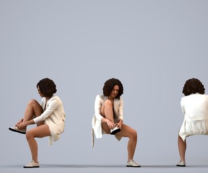 00214_Aimee0011 Adult Black woman relaxing in office with smartphone, autumn attire
