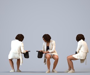 00214_Aimee0014 Adult Black woman waiting in office wearing autumn or spring business attire with