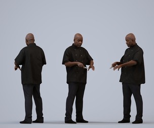 00216_Jon0004 Adult Black male standing in hospitality uniform for summer service