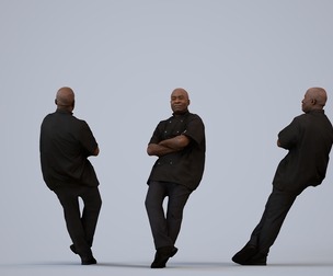 00216_Jon0011 Adult Black male waiting in hospitality setting wearing summer uniform