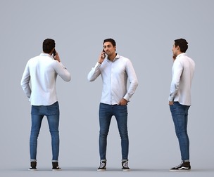 00217_Paul0008 Adult Middle Eastern man calling on smartphone in autumn or spring attire