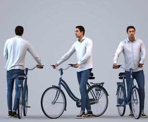 00217_Paul0017 Adult Middle Eastern man standing with bicycle in casual transitional seasonal