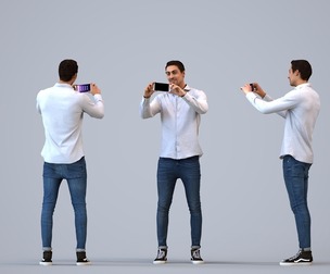 00217_Paul0009 Adult Middle Eastern man taking photo in public wearing autumn or spring attire