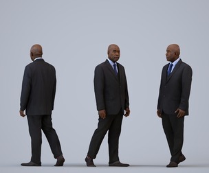 00218_Jon006 Adult Black male walking through office in autumn or spring business attire
