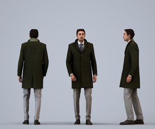 00219_Paul0013 Adult Middle Eastern man waiting in office wearing transitional seasonal business