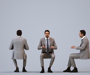 00219_Paul0009 Adult Middle Eastern man sitting in office wearing transitional business attire