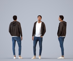 00221_Paul005 Adult Middle Eastern man waiting in public space wearing transitional seasonal