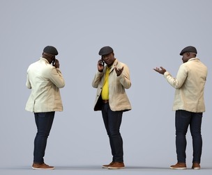 00222_Jon0012 Adult Black male calling outdoors in casual summer attire