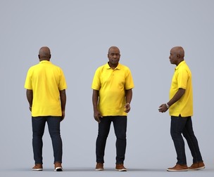 00222_Jon0004 Adult Black man walking through public space in casual summer attire