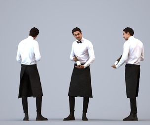 00223_Paul0009 Adult Middle Eastern male waiting in hospitality setting wearing transitional
