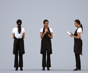 00224_Yawan0005 Adult Indian woman standing in hospitality uniform for summer venue